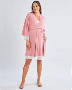 <span class=keywords><strong>Ensemble</strong></span> de 3 pièces pour la maternité : Robe de nuit d'allaitement, Peignoir et Couverture d'emmaillotage pour bébé, en fibre de bambou 100% - Product Image 3
