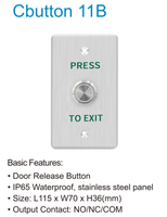 Bouton de sortie tactile 115*70 mm 12V avec panneau LED pour système de contrôle d'accès aux portes