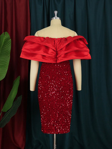 Nouveau automne une épaule moulante élégante robe à paillettes paillettes robes de <span class=keywords><strong>soir</strong></span>ée <span class=keywords><strong>pour</strong></span> les femmes - Product Image 3