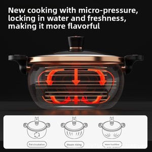 Casserole à micro-pression émaillée, marmite à double poignée pour la cuisson de la viande et la préparation de soupes, adaptée à un usage domestique sur cuisinière à gaz. - Product Image 3