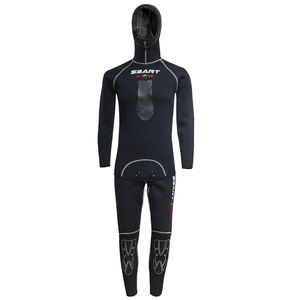 Combinaison deux pièces en néoprène 3MM avec protection thermique à capuche pour la plongée en apnée et la chasse sous-marine, conception durable et flexible - Product Image 4