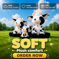 Peluche Vache Noire et Blanche Ultra Douce, Rembourrée en Coton PP, Jouet Anti-Stress pour Enfants, Cadeau d'Anniversaire ou de Chambre