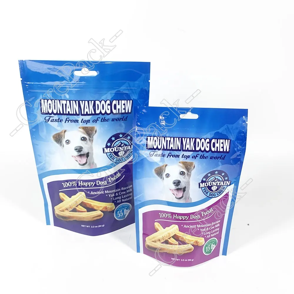 Tùy chỉnh Nhựa đứng lên túi rõ ràng trong suốt Pet Dog Cat điều trị Chew Snack bao bì thực phẩm dây kéo túi