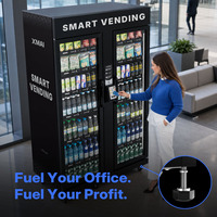 Réfrigérateur distributeur XMAI 1100L conçu pour les salles de sport et les bureaux, pour les collations et les boissons, paiement par carte, 4G, télécommande
