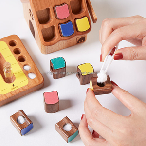 Boîte de <span class=keywords><strong>rangement</strong></span> pour dents en bois de hêtre en forme de maison, bricolage créatif, boîte à dents, souvenir pour bébé, pour garçons et filles - Product Image 2