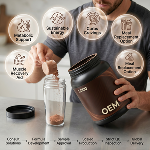 Protéine en poudre pour repas pour adultes, saveur chocolat naturel, à action rapide, soutien diététique, boost d'énergie, qualité supérieure, biologique, halal, ODM - Product Image 2