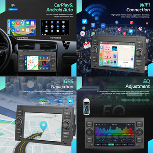 Hikity pour <span class=keywords><strong>Ford</strong></span>/<span class=keywords><strong>Transit</strong></span>/Fiesta/Focus/Mondeo/Fusion/C-MAX/S-MAX 7 "4 + 64G Android Car Stereo 32EQ DSP Carplay/Android Auto Radio - Product Image 2