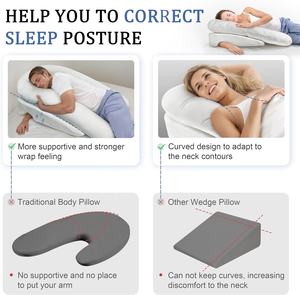 Almohada de soporte para el cuerpo del durmiente lateral en forma de U ergonómica grande con orificio para el brazo para el dolor de cuello y hombros en adultos, <span class=keywords><strong>reflujo</strong></span> ácido, alivio de ERGE - Product Image 4