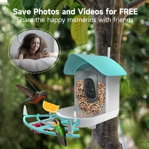 Nuevo modelo 1080p Indicador LED Remote Wakening Smart Bird Feeder con WiFi y aplicación