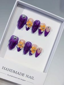 HY Tiktok Vente en gros Ongles à presser personnalisés <span class=keywords><strong>Ballerine</strong></span> Medium Coffin <span class=keywords><strong>French</strong></span> Tip avec perles en forme de cœur <span class=keywords><strong>Manucure</strong></span> en ABS à coller - Product Image 6