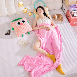 Cute Plush Pillow <b>Blanket</b> 2 In 1 For Nap And Back Support With Cartoon Design Unisex Soft Comfortable Home Use - Product Image 2