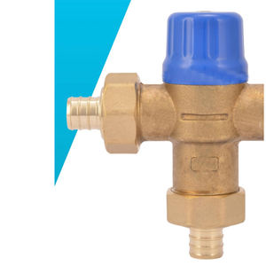 Robinet mélangeur thermostatique à sertir de 3/4 pouce avec raccords à barbillon et vannes de refoulement intégrées, raccord de plomberie en laiton sans plomb - Product Image 4