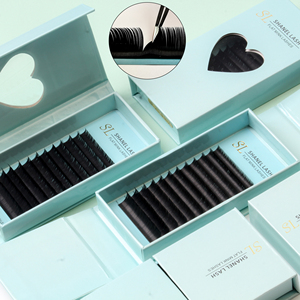 Shanel venta al por mayor 0,15 0,20 0,25mm negro profundo elipse plano pestañas postizas extensión de pestañas personalizado 12 16 líneas bandeja de pestañas - Product Image 6
