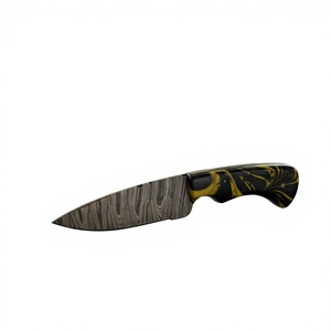 Couteau à lame fixe Drop Point en acier Damas, manche coloré, personnalisable, facile à transporter, garantie 3 ans pour la chasse et le camping - Product Image 4