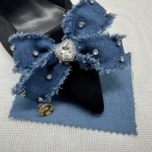 2024 Summer Style Shoes Decoration Denim Fabric Shoes Accessories Denim BowTie For Shoes and Clothing