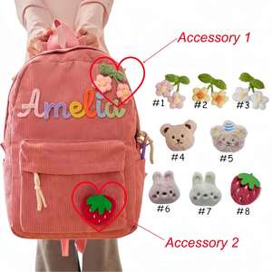 <b>Personalised</b> Backpack for Girls/Boys, Custom Corduroy Backpack, Cotton Rope Woven Name Back to School <b>Bag</b>, Birthday <b>Gift</b> - Product Image 5