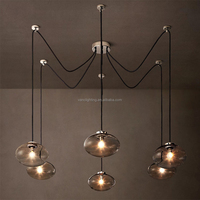 Lustre ovale en laiton, acier et verre, 6 ampoules, pour salon, escalier, couloir, lampe suspendue décorative