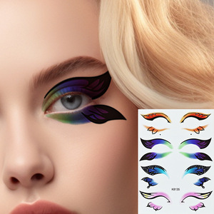 Adesivi per tatuaggi sulle occhiaie Tiebeauty K8135, design a farfalla colorato e impermeabile, per il trucco del viso e l'uso sul palco - Product Image 1