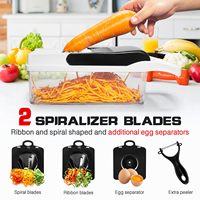 Picador y Espiralizador de Verduras 26 en 1 - Picador de Alimentos con Recipiente |   Cortador de Frutas, Utensilio de Cocina |   Corta, rebanar y desmenuza verduras