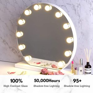 Cá nhân 12 đèn LED Tabletop Vanity gương vẻ đẹp tươi sáng vòng tròn kim loại duy nhất hình bầu dục mỹ phẩm gương cô gái trang điểm bàn gương - Product Image 5