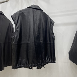 Nouveau Gilet Court Sans Manches en Cuir de Mouton Huilé pour <span class=keywords><strong>Femme</strong></span> 2026 – Veste d'Hiver Ample à Fermeture Éclair - Product Image 2