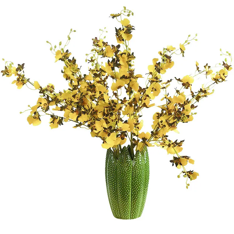 Yellow orchid oncidium flowers simulation flower stem for wedding show window mall like real for home decor