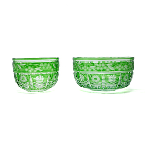 Edo Kiriko Tasse à thé en verre coloré sculpté Bol à saké japonais - Product Image 5