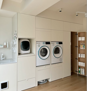 Armário Personalizado para Lavanderia com Espaço para Máquina de Lavar e Secar, Economia de Espaço para Unidade de Armazenamento de Lavanderia em Casa - Product Image 1