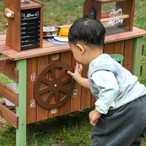 Cucina Giocattolo per Bambini da Esterno, Set in Legno con Macchina del Caffè, Macchina per Hot <span class=keywords><strong>Dog</strong></span>, Bevande e Accessori da Cucina - Product Image 3