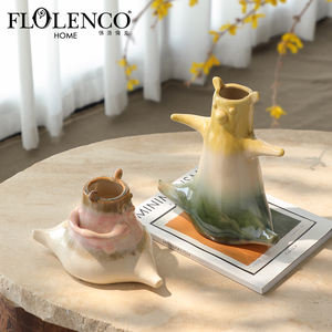 रचनात्मक डिजाइन के लिए प्यारा इंटीरियर टेबल सिरेमिक वैस गले भालू लाँनी शादी कला डेको पर्यावरण के अनुकूल पीला गुलाबी - Product Image 1