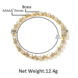 Bracciale Tennis con Mini Stella e Croce in Zirconia Cubica, Bracciale da Donna con Catena Tennis in Zirconia Cubica - Product Image 2