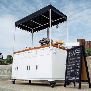 Chariot de boisson de café en métal personnalisé chariot de nourriture sur des roues avec la boîte lumineuse menée - Product Image 2