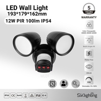 Lampu Dinding LED Luar Ruangan Sensor Gerak PIR Dua Kepala 12W IP54 3CCT Dapat Diredupkan Bebas Kedip SAA CE RoHS IC4 Taman Teras Keamanan