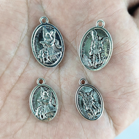 Pendentif en métal double face en argent vieilli, médaille catholique Saint Michel et Ange Gardien, pour la fabrication de colliers de chapelet et de bijoux