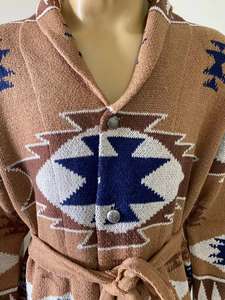 Suéter Cárdigan Estilo Occidental Retro Azteca Étnico Local de Otoño Invierno, Tejido Jacquard, Cuello de Solapa con Botones, Largo Completo, Estándar - Product Image 6