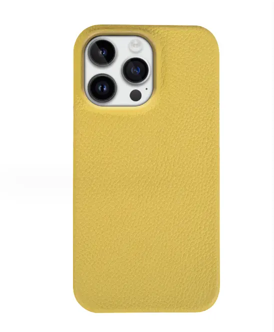 Capa de couro genuíno e PU para celular, capa protetora completa para iPhone 14 13 15