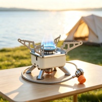 Réchaud à gaz pliable léger pour le camping en plein air, en acier inoxydable, portable, pour la randonnée, le pique-nique, les voyages en voiture