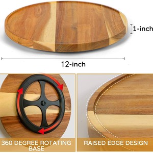 Bandeja Giratoria de Cocina Akira de Madera de Acacia, 2 Niveles, para Condimentos, Color Natural, para Uso en la Cocina - Product Image 3