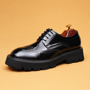 Zapatos Oxford de Vestir para Hombre, de Cuero Genuino, Punta Redonda, con Cordones, Color Sólido, Suela de Goma Antideslizante, para Todas las Temporadas, Envío Directo - Product Image 1