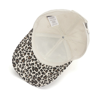 Gorra de Béisbol de 6 Paneles con Parche de Cuero Estructurado, Estampado de Leopardo en el Borde, Estilo Vintage, Logotipo Personalizado, Fabricante OEM ODM, Venta al Por Mayor
