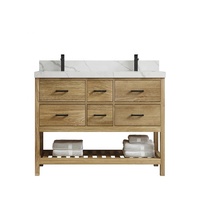 Penjualan langsung pabrik Set Vanity kamar mandi kayu Solid lempengan batu tahan air Top untuk penggunaan rumah