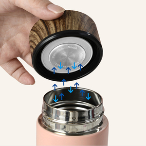 500ml thép không gỉ cách điện bình chân không với hạt gỗ màu nắp bán buôn phích bình và trà Infuser chai nước - Product Image 3