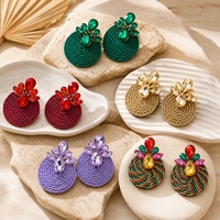 Boucles d'oreilles pendantes géométriques en strass cristal ChuYao pour femmes, en alliage de zinc, style bohème tressé, bijoux tendance, vente en gros, anniversaire