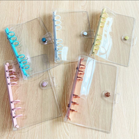 Wenshun A5 A6 Classeur à 6 anneaux en PVC transparent avec bouton-pression, style classeur à feuilles mobiles, logo personnalisé pour journal de budget
