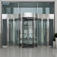 Porte tournante automatique Entrée circulaire en verre commerciale Entrée extérieure d'un immeuble de bureaux
