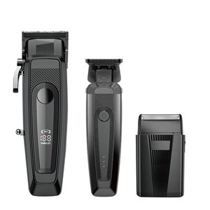 Ensemble professionnel complet de 3 pièces, tondeuse à barbe, rasoir électrique rechargeable noir, <span class=keywords><strong>kit</strong></span> de fournitures de barbier - Product Image 1