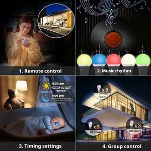 2025 Google RGB tuya điều khiển LED thông minh bóng đèn B22 E26 E27 9W 10W nhôm cơ thể với kết nối Wifi và E14 cơ sở - Product Image 4