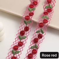 Dentelle brodée de fleurs colorées en maille soluble dans l'eau RYL 2,5 cm, accessoire de couture DIY pour vêtements, chapeaux, décoration textile de maison
