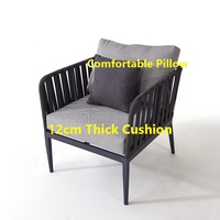 Ensemble de Canapés d'Extérieur Tressés en Corde, 4 Pièces en Aluminium, Étanche, pour Terrasse et Jardin, Mobilier de Détente
