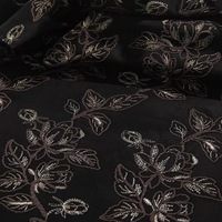 Nouveau tissu en lin-coton avec broderie de pivoine en jade rouge, tulle et guipure suisse pour robe de mariée et robe femme